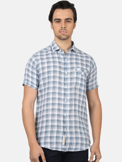 Monte Carlo Men Blue Regular Fit Checked Casual Shirt