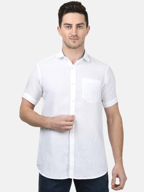 Monte Carlo Men White Regular Fit Solid Casual Shirt