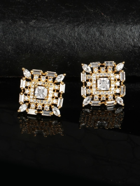 ANIKAS CREATION White Contemporary Studs