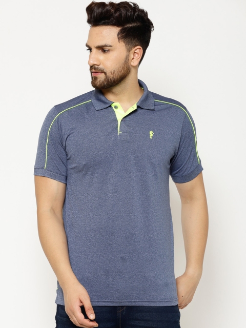 EPPE Men Blue Solid Polo Collar T-shirt