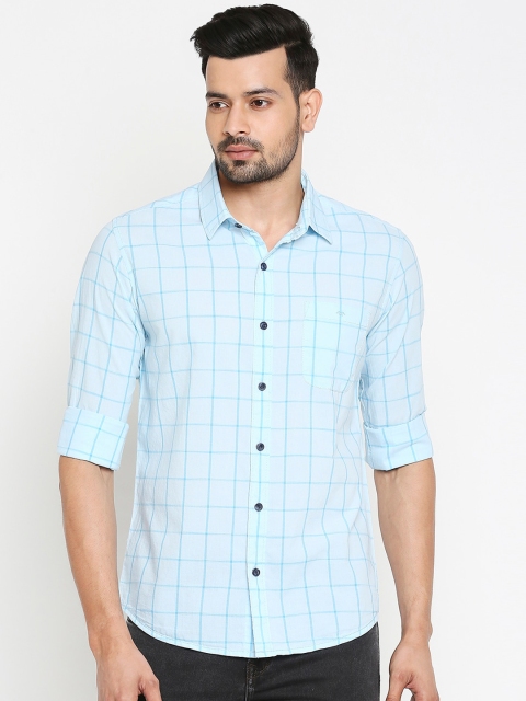 Mufti Men Blue Slim Fit Checked Casual Shirt