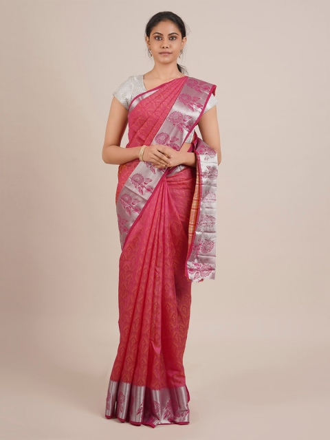 Pothys Magenta Printed Jute Silk Saree