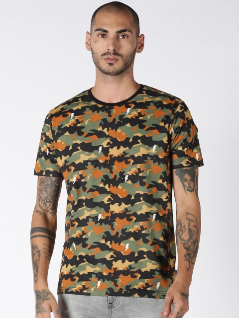 Blue Saint Men Multicoloured Camouflage Printed Round Neck Cotton T-shirt, Multi