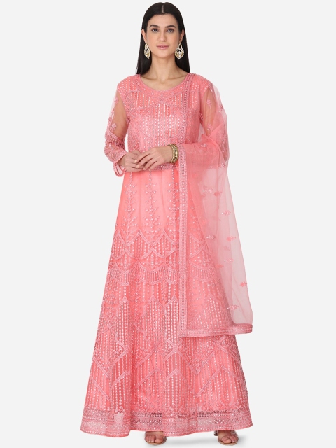 BOMBAY SELECTIONS Women Pink Embellished Kurta with Dupatta