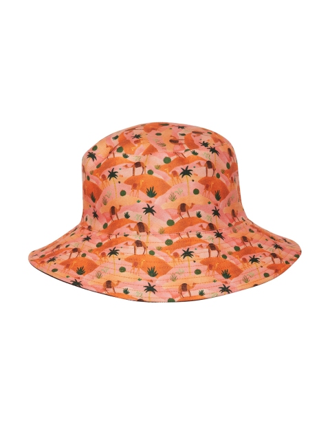FUGAZEE Black & Orange Urban Desert Printed Reversible Bucket Hat