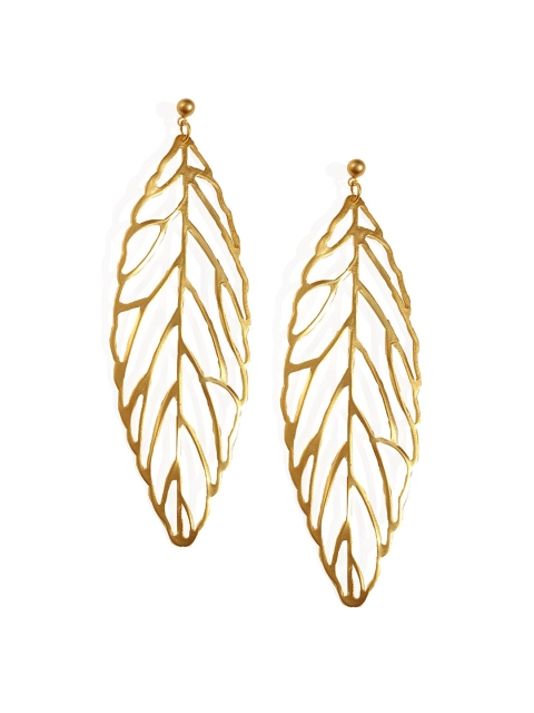 Foxy Sperks Gold-Toned Contemporary Drop Earrings