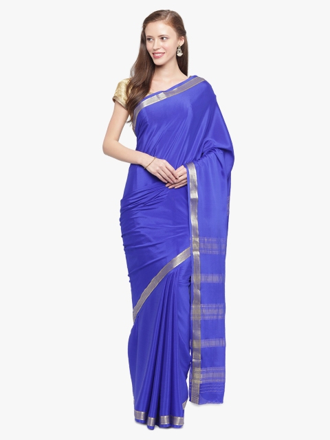 Sudarshan Silks Blue & Silver-Coloured Pure Silk Striped Handloom Mysore Silk Saree
Sudarshan Silks Blue & Silver-Coloured Pure Silk Striped Handloom Mysore Silk Saree