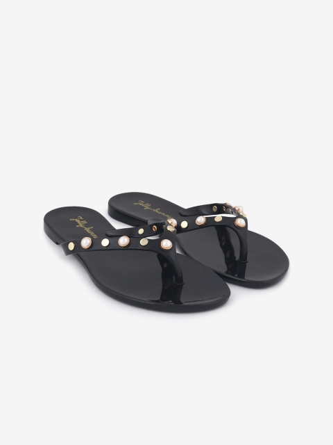 Jelly Bunny Women Black Embellished Open Toe Flats