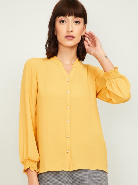 Bossini Women Mustard Solid Shirt Style Top