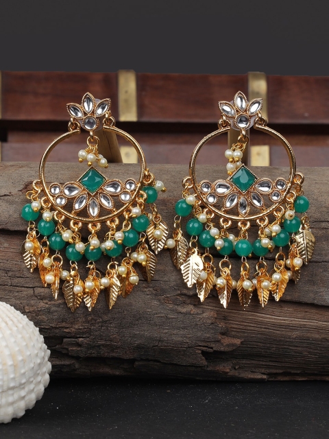 ANIKAS CREATION Green Contemporary Chandbalis