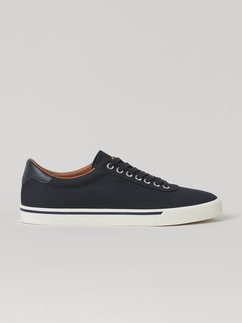 H&M Men Navy Blue Cotton Canvas Trainers