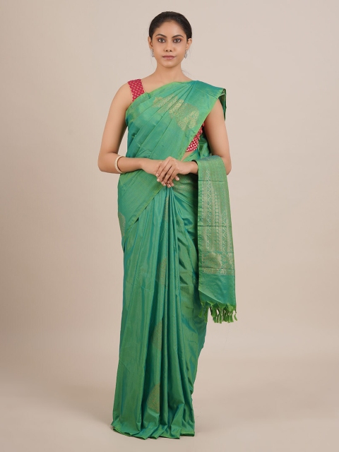 Pothys Green & Gold-Toned Art Silk Woven Design Saree