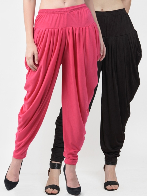 GRACIT Women Pack Of 2 Solid Dhotis, Pink