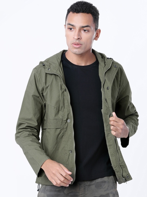 Ecko Unltd Men Olive Green Solid Lightweight Tailored Jacket