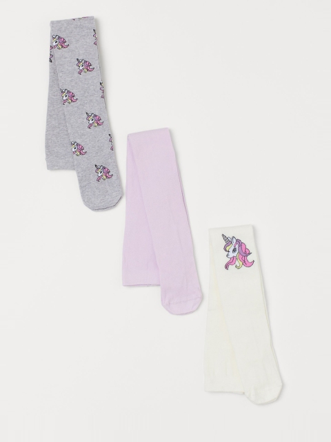 H&M Girls Multicoloured 3-Pack Tights, Multi