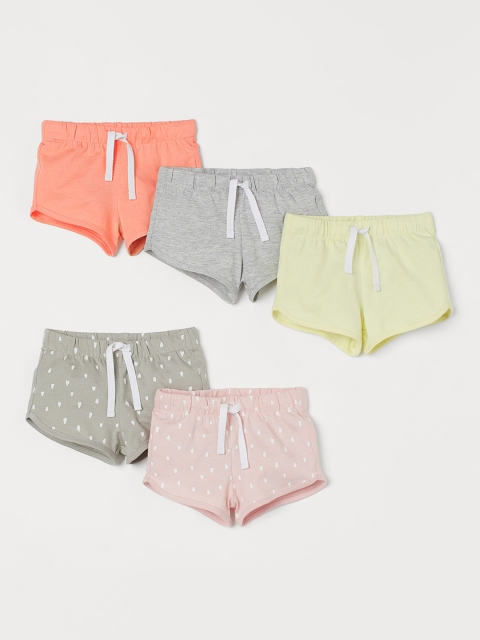 H&M Girls Multicoloured 5-Pack Cotton Shorts, Multi