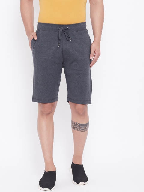 HARBORNBAY Men Charcoal Grey Solid Regular Fit Shorts