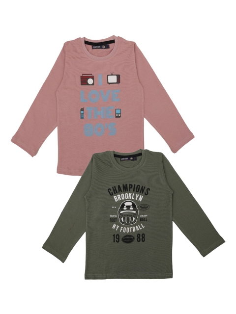 Pothys Boys Pack of 2 Printed Round Neck T-shirt, Green