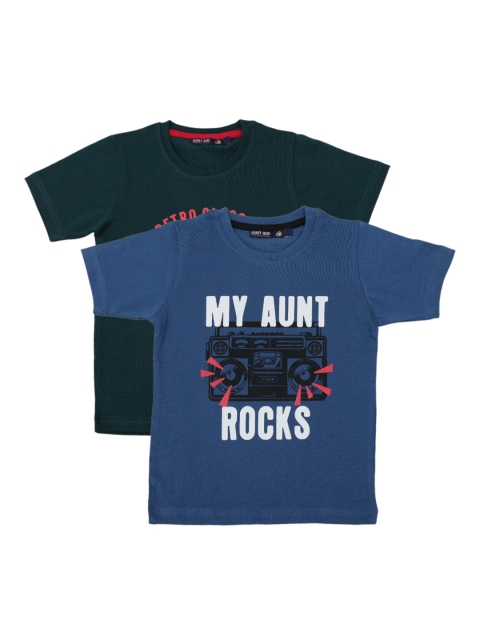 Pothys Boys Pack of 2 Blue Printed Round Neck T-shirt
