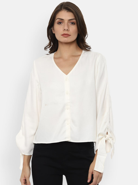 Van Heusen Woman White Solid Regular Top 
Van Heusen Woman White Solid Regular Top