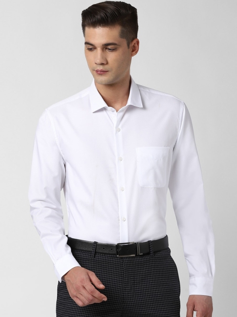 Peter England Elite Men White Slim Fit Self Design Formal Shirt