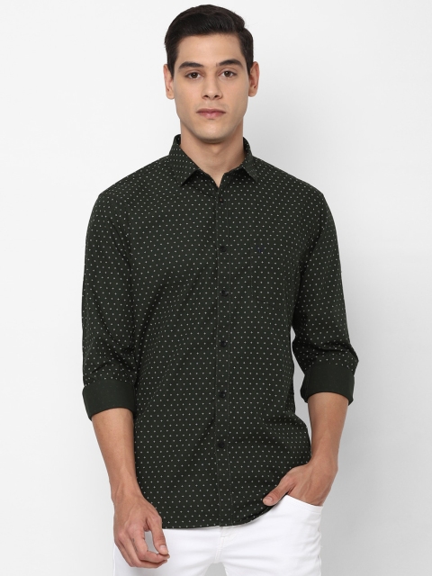Allen Solly Men Olive Green Slim Fit Printed Casual Shirt