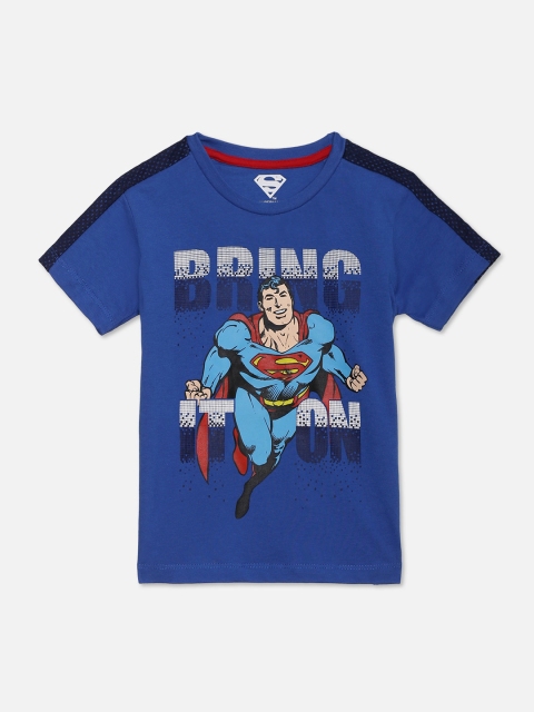 Kids Ville Boys Blue Printed Round Neck T-shirt