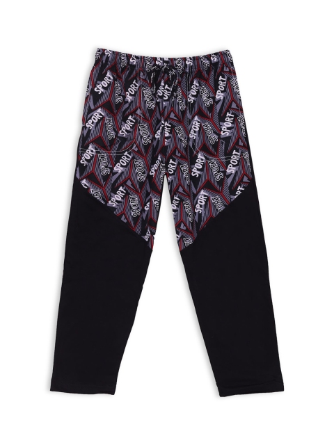 SWEET ANGEL Girls Black & White Printed Straight-Fit Track Pants