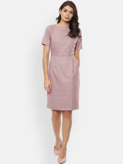 Van Heusen Woman Pink Checked Sheath Dress