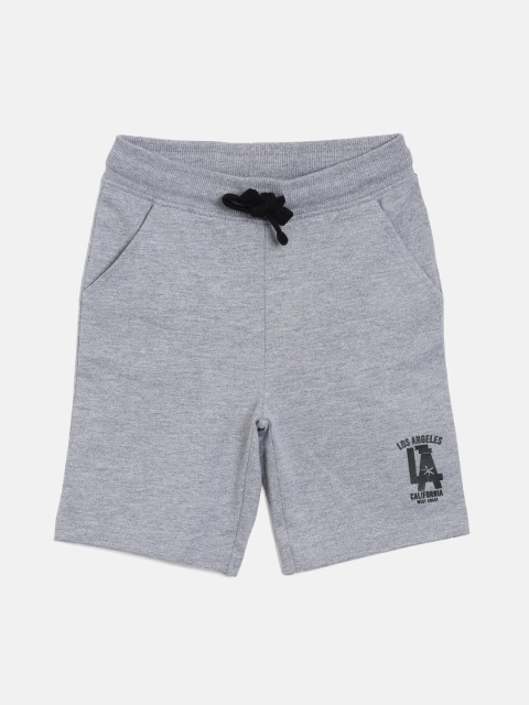 3PIN Boys Grey Solid Regular Fit Cotton Shorts