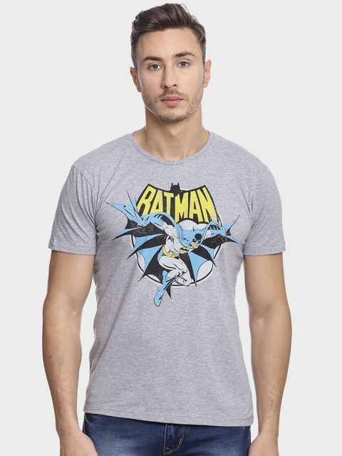 Free Authority Men Grey Batman Printed Round Neck T-shirt
