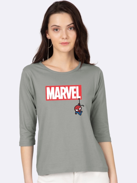 Bewakoof Women Grey Marvel Printed Boat Neck T-shirt