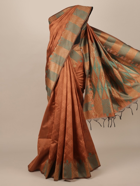 Pothys Brown Woven Design Jute Silk Saree