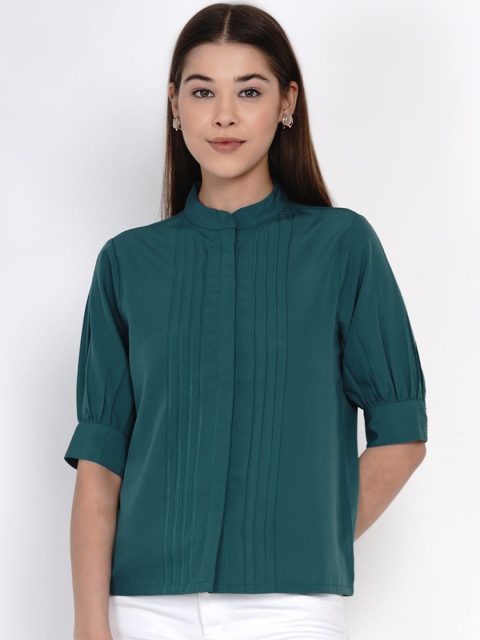 Texco Women Green Regular Fit Solid Casual Shirt