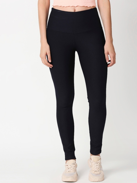 fungus Women Blue Solid Slim-Fit Treggings