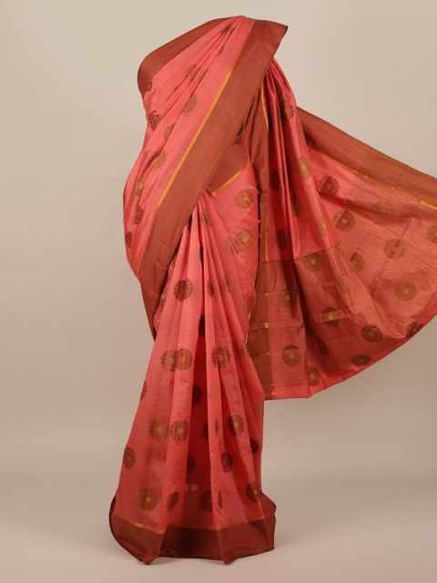 Pothys Peach-Coloured Woven Design Jute Silk Saree