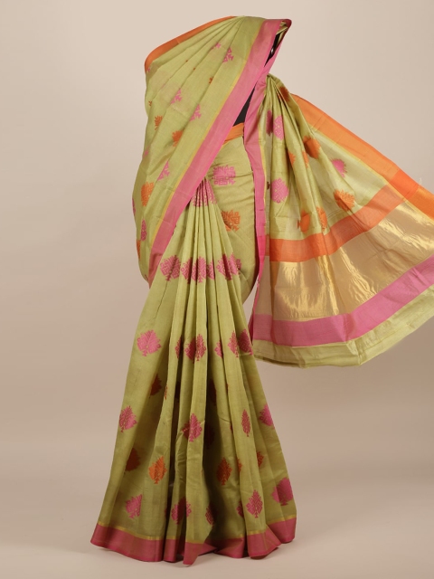 Pothys Green & Pink Jute Silk Woven Design Saree