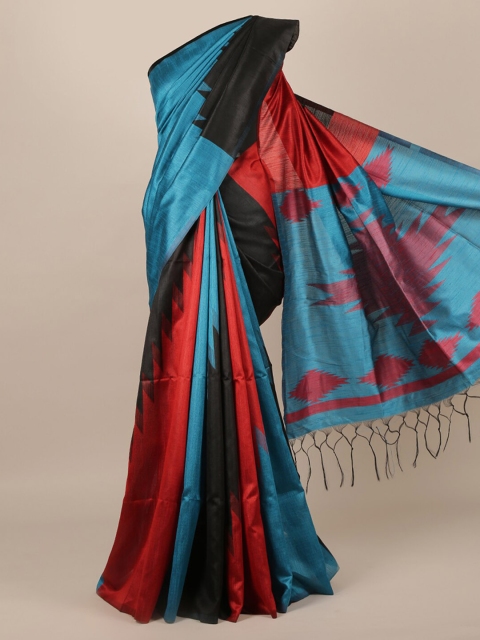 Pothys Blue & Maroon Jute Silk Woven Design Saree