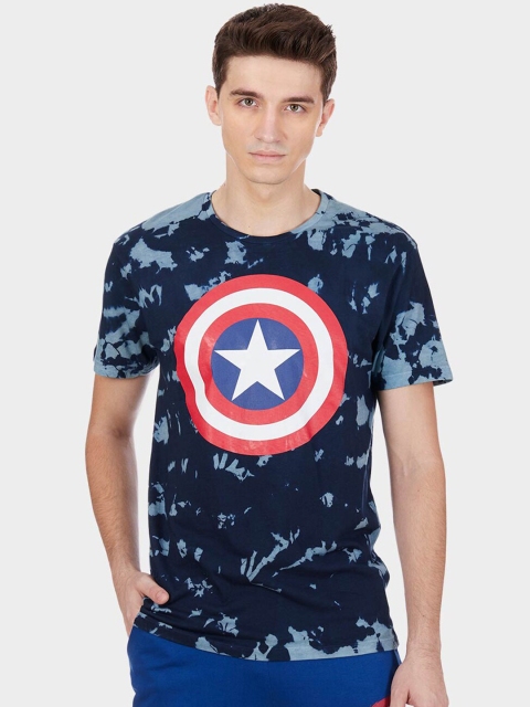 Free Authority Men Blue Avengers Dyed Round Neck T-shirt