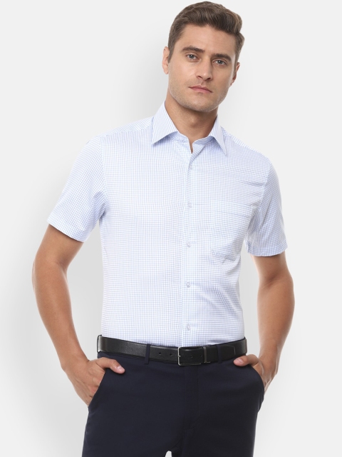 Louis Philippe Men Blue Regular Fit Checked Formal Shirt