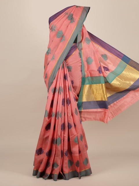 Pothys Peach-Coloured Woven Design Jute Silk Saree
