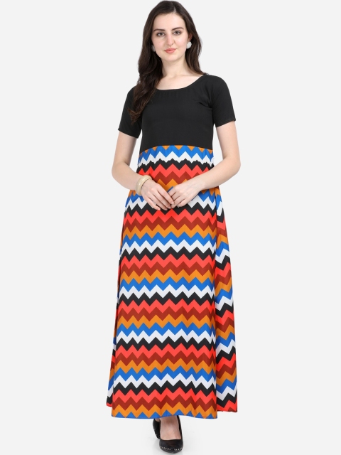 SAADHVI Women Black & Red Printed Maxi Dress