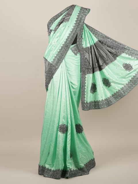 Pothys Green Embellished Jute Silk Saree