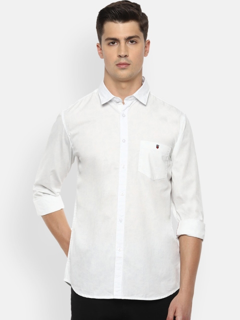 Louis Philippe Jeans Men White Slim Fit Solid Casual Shirt