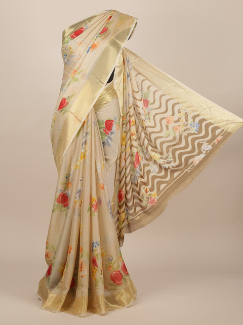 Pothys Cream-Coloured Printed Poly Chiffon Saree 
Pothys Cream-Coloured Printed Poly Chiffon Saree