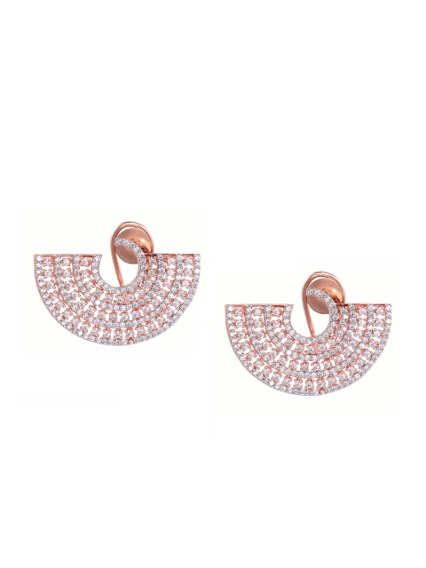 Saraf RS Jewellery Rose Gold-Plated & White Contemporary Studs
