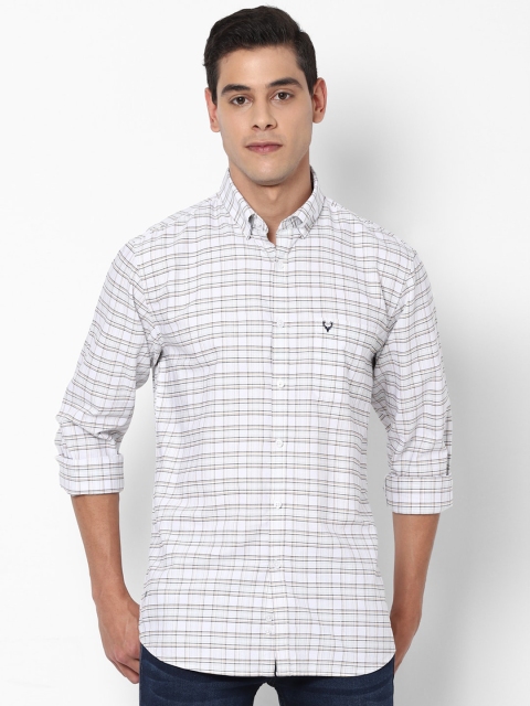 Allen Solly Men White Slim Fit Checked Casual Shirt