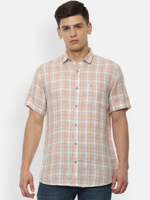Van Heusen Sport Men Beige Slim Fit Checked Casual Shirt