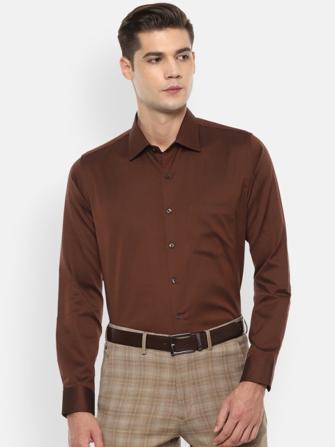 Van Heusen Men Brown Slim Fit Solid Formal Shirt