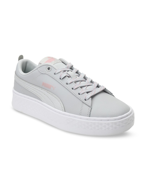 Puma Women Grey Smash Platform Q4 Polka Sneakers